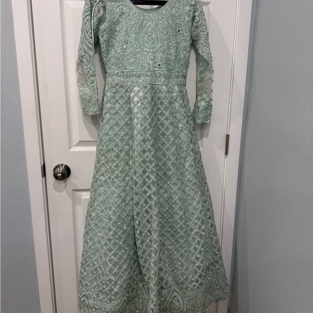 Beaded Mint Green Embellished Gown